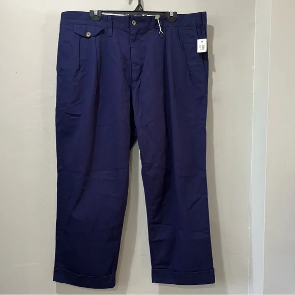 TWC The Workers Club Canvas Cargo Pants Trousers Navy Blue Size W 39” NEW Crop - Picture 2 of 8